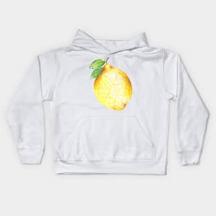 Watercolor Lemon Pattern on White Kids Hoodie